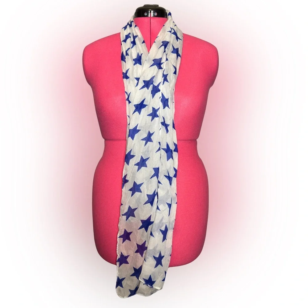 Blue Star Patterned Scarf
